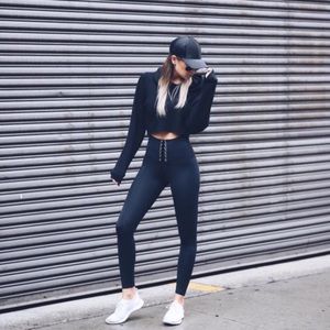 NWT Bandier X We Wore What Lace Up Leggings
